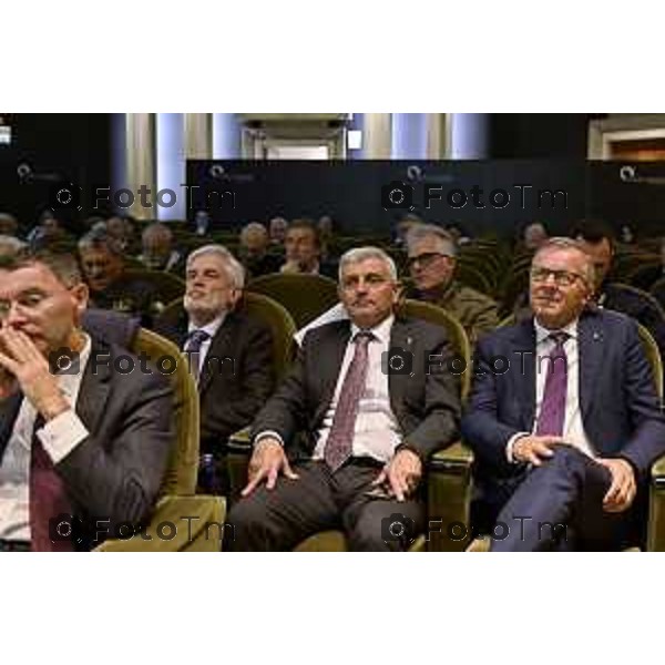 Tiziano Manzoni/LaPresse 16-10- 2025 Italia Cronaca Bergamo convegno un modello di esercizio per il collegamento ferroviario con l\'aeroporto bergamasco Rota e sindaco Grassobbio Benoglio