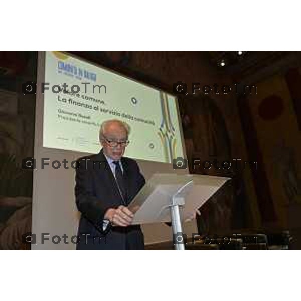 Tiziano Manzoni/LaPresse 23-10- 2025 Italia Cronaca Fondazione Banca Popolare di Bergamo con Intesa Sanpaolo: “Valore comune. La Finanza al servizio della comunità” ’intervento di Giovanni Bazoli,