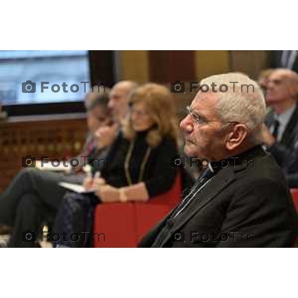 Tiziano Manzoni/LaPresse 23-10- 2025 Italia Cronaca Fondazione Banca Popolare di Bergamo con Intesa Sanpaolo: “Valore comune. La Finanza al servizio della comunità” ’intervento di Giovanni Bazoli,