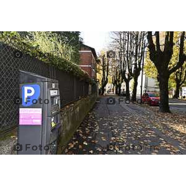 Tiziano Manzoni/LaPresse 6-11-2025 Bergamo, Italia Cronaca TreviglioTreviglio Via piazze paese gente generiche 2025 PIazza Setti Manara, via teatro basilica filodrammatici gente mamme stranieri questura commissariato monte dei paschi bar chiesa parrocchiale ztl parcheggi autunno alberi bicilette panchine rifiuti carcano vicolo