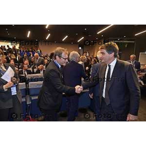 Tiziano Manzoni/LaPresse 8-11- 2025 Italia Cronaca Bergamo Vicepresidente Esecutivo Commissione Europea, per la Coesione e le Riforme, Raffaele Fitto, e Vincenzo Marinese