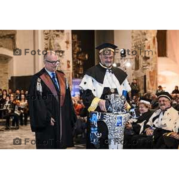 Tiziano Manzoni/LaPresse 26-11- 2025 Italia Cronaca BergamoBergamo UniBg Anno Accademico 2025-26 sotto il segno di rivoluzione digitale e intelligenza artificialeSergio Cavalieri, Rettore prof. Oliver Riedel dell’Università di Stoccarda