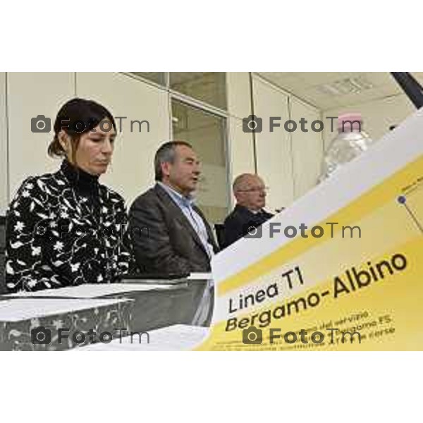 Tiziano Manzoni/LaPresse 3-12- 2025 Italia Cronaca Bergamo Linea T2 Bergamo – Villa d’Almè. Presentazione dei lavori per la connessione tra le due linee tramviarie e delle modifiche al servizio della Linea T1 Bergamo – Albino.