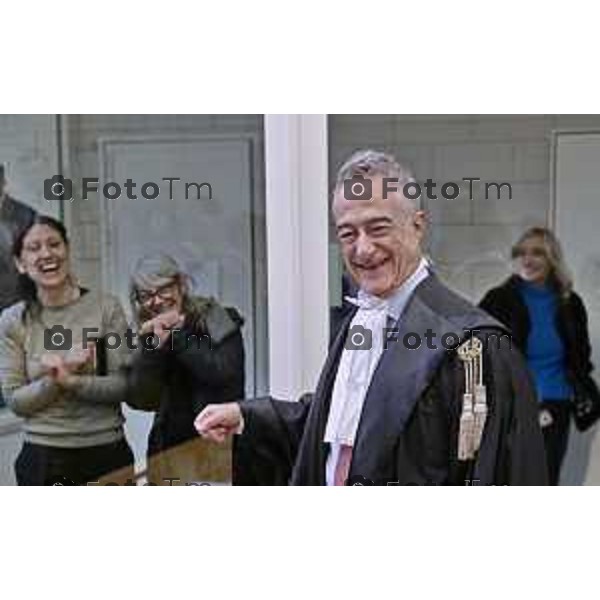 Tiziano Manoni/LaPresse 05-12- 2025 Italia Cronaca Bergamo Nomina ufficiale in corte d\'assise a Bergamo del nuovo presidente del Tribunale di Bergamo Vito di Vita con il procutaore Romanellii