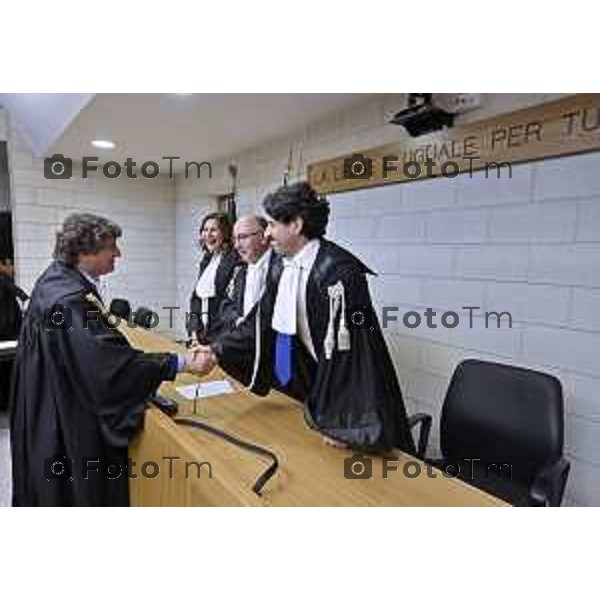 Tiziano Manoni/LaPresse 05-12- 2025 Italia Cronaca Bergamo Nomina ufficiale in corte d\'assise a Bergamo del nuovo presidente del Tribunale di Bergamo Vito di Vita con il procutaore Romanellii