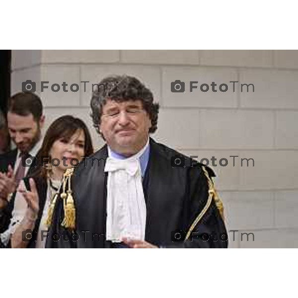 Tiziano Manoni/LaPresse 05-12- 2025 Italia Cronaca Bergamo Nomina ufficiale in corte d\'assise a Bergamo del nuovo presidente del Tribunale di Bergamo Vito di Vita con il procutaore Romanellii