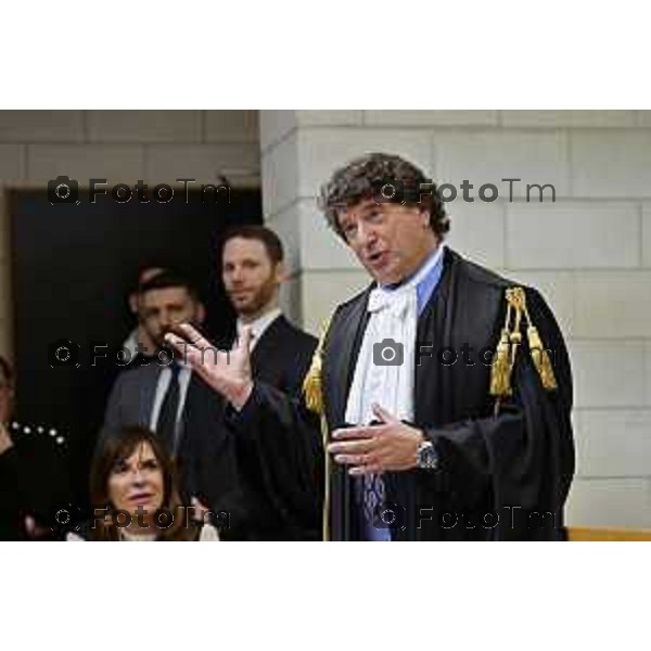 Tiziano Manoni/LaPresse 05-12- 2025 Italia Cronaca Bergamo Nomina ufficiale in corte d\'assise a Bergamo del nuovo presidente del Tribunale di Bergamo Vito di Vita con il procutaore Romanellii