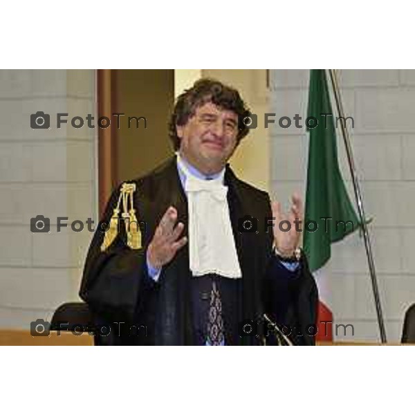 Tiziano Manoni/LaPresse 05-12- 2025 Italia Cronaca Bergamo Nomina ufficiale in corte d\'assise a Bergamo del nuovo presidente del Tribunale di Bergamo Vito di Vita con il procutaore Romanellii