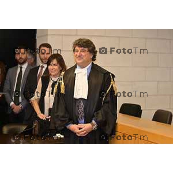 Tiziano Manoni/LaPresse 05-12- 2025 Italia Cronaca Bergamo Nomina ufficiale in corte d\'assise a Bergamo del nuovo presidente del Tribunale di Bergamo Vito di Vita con il procutaore Romanellii