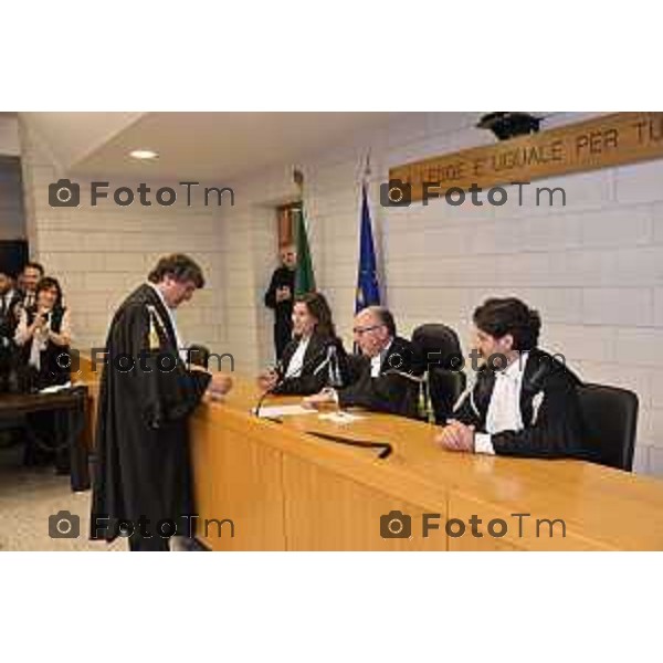 Tiziano Manoni/LaPresse 05-12- 2025 Italia Cronaca Bergamo Nomina ufficiale in corte d\'assise a Bergamo del nuovo presidente del Tribunale di Bergamo Vito di Vita con il procutaore Romanellii
