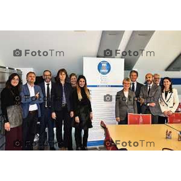 Tiziano Manzoni/LaPresse98-12- 2025 Italia Cronaca Bergamo Bergamo comitato camera penale Tribunale di Bergamo per il SI referendum Da sx Giulio Marchesi, Andrea Cavaliere, Enrico Pelillo, Maria Luisa Crotti