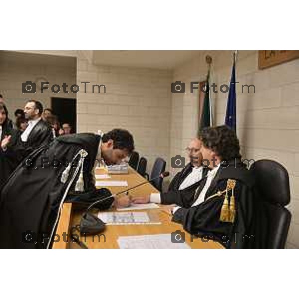 Tiziano Manzoni/LaPresse 18-12- 2025 Italia Cronaca bg tribunale nominati nuovi giudici e magistrati Antonio Meda Dotto Romanelli Procuratore Dott Gianfranco Perrillo Michela Rillosi Bergamasca Marta Giuca Michela Loretto Jacopo Chiodo Camilla Luraghi Bergamasca