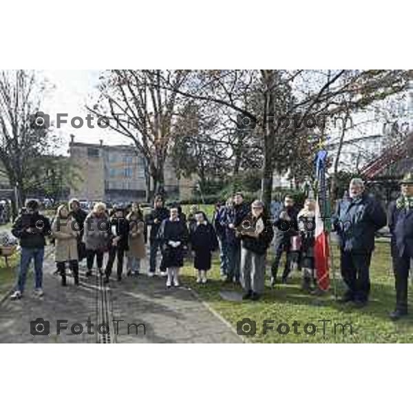 Tiziano Manzoni/LaPresse 27-01- 2026 Italia CronacaBergamo giorno della memoria Momento di raccoglimento in memoria dei venti bambini ebrei uccisi nel campo di Neuengamme.