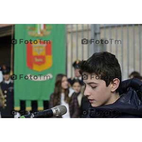 Tiziano Manzoni/LaPresse 27-01- 2026 Italia CronacaBergamo giorno della memoria Momento di raccoglimento in memoria dei venti bambini ebrei uccisi nel campo di Neuengamme.