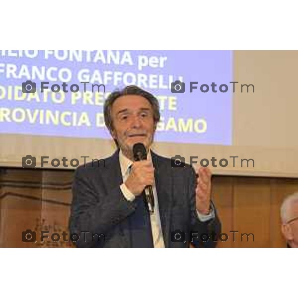Tiziano Manzoni/Lapresse 27-1-2026 Bergamo Romano di Lombardia al via campagna elettorale di Gianfranco Gafforelli con il presindete di regione Fontana