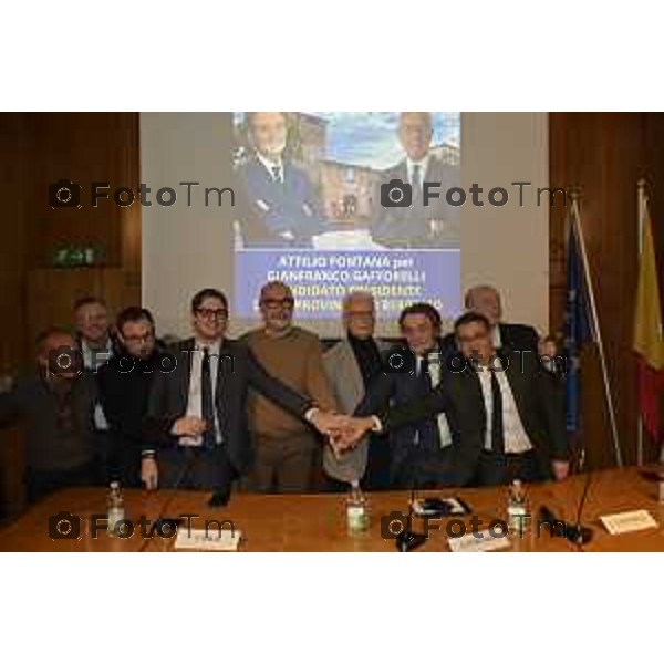 Tiziano Manzoni/Lapresse 27-1-2026 Bergamo Romano di Lombardia al via campagna elettorale di Gianfranco Gafforelli con il presindete di regione Fontana