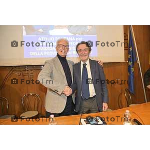 Tiziano Manzoni/Lapresse 27-1-2026 Bergamo Romano di Lombardia al via campagna elettorale di Gianfranco Gafforelli con il presindete di regione Fontana