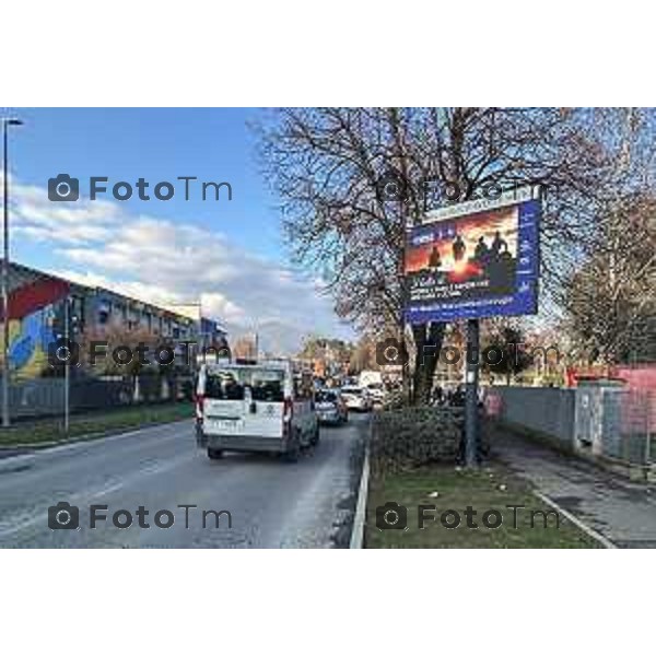 Tiziano Manzoni/LaPresse 2-2-2026 Bergamo, Italia CronacaTreviglio Manifesti choc per la campagna contro gli incidenti stradali