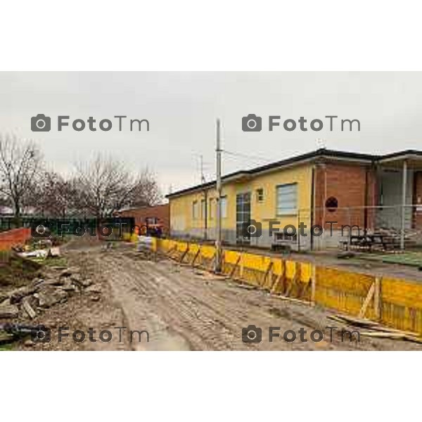 Tiziano Manzoni/LaPresse 3-2-2026 Bergamo, Italia Cronaca Treviglio campus scolastico della Geromina Al via il cantiere per la nuova passerella tra "Bicetti" e "Bicettina