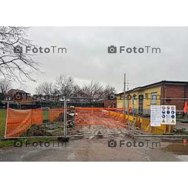 Tiziano Manzoni/LaPresse 3-2-2026 Bergamo, Italia Cronaca Treviglio campus scolastico della Geromina Al via il cantiere per la nuova passerella tra "Bicetti" e "Bicettina