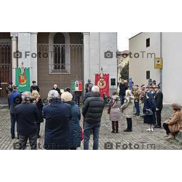 Tiziano Manzoni/LaPresse 10-02- 2026 Italia Cronaca Bergamo in memoria delle vittime delle Foibe omaggio alla targa in ricordo degli esuli della Clementina, in via Tolstoj 7.