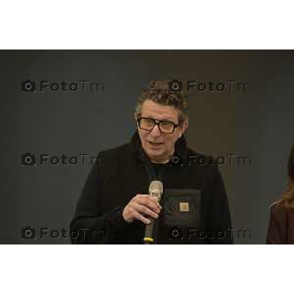 Tiziano Manzoni/LaPresse 12-02- 2026 Italia Cronaca Bergamo Bergamo inaugurazione della mostra Interscape L\'anteprima stampa GAMeC nelle foto la prsentazione Ettore Favini. Vicedirettore Politecnico delle Arti
