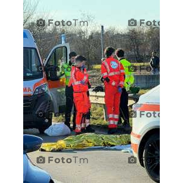 Protesta davanti al municipio contro inceneritore 15 Febbraio 2026 Bergamo ItaliaBarzana Bg Incidente mortale Francesco mazzoleni giocane ciclista investito da auto foto Tiziano Manzoni Lapresse