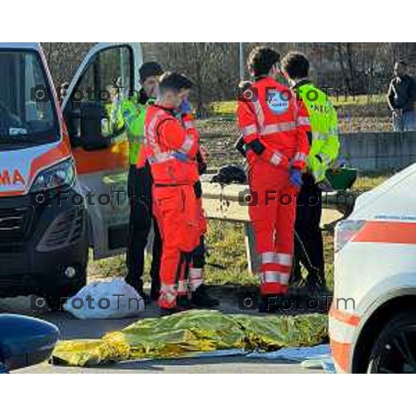 Protesta davanti al municipio contro inceneritore 15 Febbraio 2026 Bergamo ItaliaBarzana Bg Incidente mortale Francesco mazzoleni giocane ciclista investito da auto foto Tiziano Manzoni Lapresse