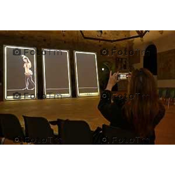 Bergamo I TAROCCHI DI DE ANDRÉ Accademia Carrara l\'accensione dell\'installazione video a cura di Studio Azzurro e un\'anticipazione della mostra Tarocchi. 19 Febbraio 2026 Italia foto Tiziano Manzoni Lapresse