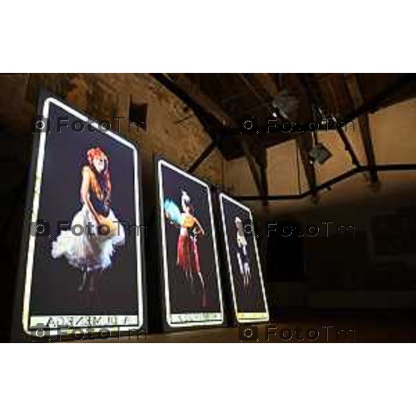 Bergamo I TAROCCHI DI DE ANDRÉ Accademia Carrara l\'accensione dell\'installazione video a cura di Studio Azzurro e un\'anticipazione della mostra Tarocchi. 19 Febbraio 2026 Italia foto Tiziano Manzoni Lapresse