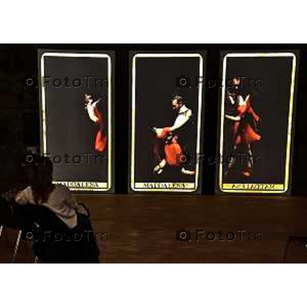 Bergamo I TAROCCHI DI DE ANDRÉ Accademia Carrara l\'accensione dell\'installazione video a cura di Studio Azzurro e un\'anticipazione della mostra Tarocchi. 19 Febbraio 2026 Italia foto Tiziano Manzoni Lapresse