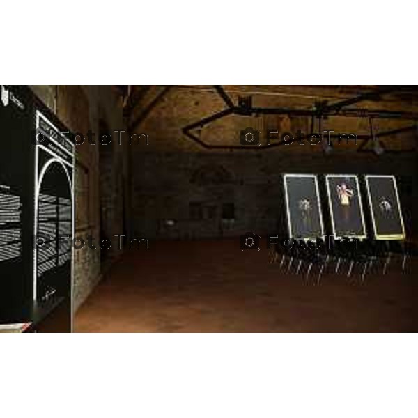 Bergamo I TAROCCHI DI DE ANDRÉ Accademia Carrara l\'accensione dell\'installazione video a cura di Studio Azzurro e un\'anticipazione della mostra Tarocchi. 19 Febbraio 2026 Italia foto Tiziano Manzoni Lapresse