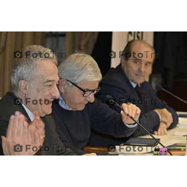 Bergamo e referendum Le ragioni del SI e del NO Confronto tra Antonio di Pietro e Maurizio Romanelli nella foto il moderatore da Franco cattaneo ( frai i due PM ) Antonio di Pietro e il Procuratore capo di Bergamo, Maurizio Romanelli. L’incontro sarà introdotto da Francesco Corna, segretario generale CISL Bergamo. 26 Febbraio 2026 Bg Italia foto Tiziano Manzoni Lapresse