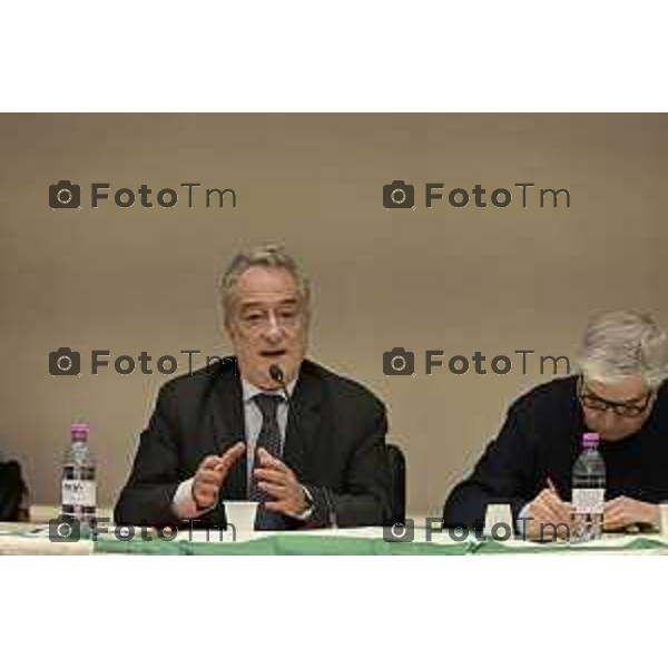 Bergamo e referendum Le ragioni del SI e del NO Confronto tra Antonio di Pietro e Maurizio Romanelli 26 Febbraio 2026 Bg Italia foto Tiziano Manzoni Lapresse