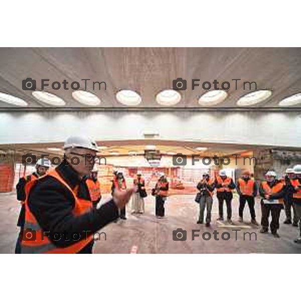 Bergamo visita cantiere Piscine Italcementi con Assessore Valesini, 28 Febbraio 2026 Bergamo Italia foto Tiziano Manzoni Lapresse