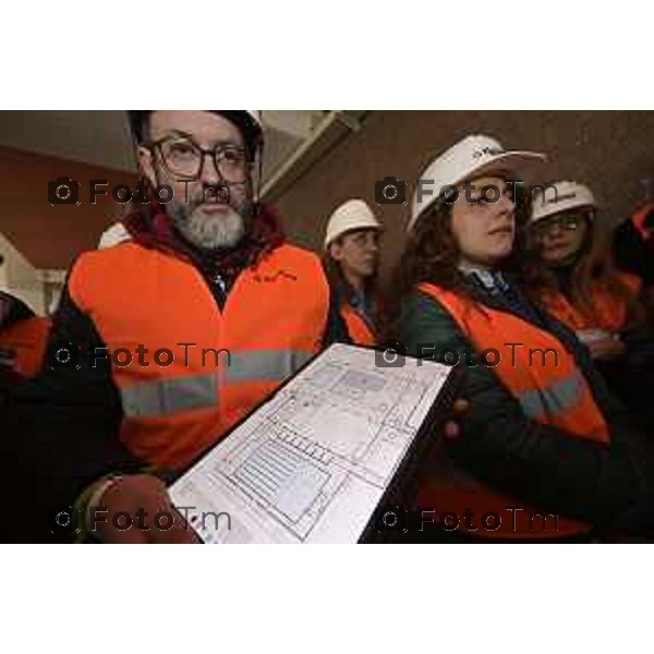Bergamo visita cantiere Piscine Italcementi con Assessore Valesini, 28 Febbraio 2026 Bergamo Italia foto Tiziano Manzoni Lapresse