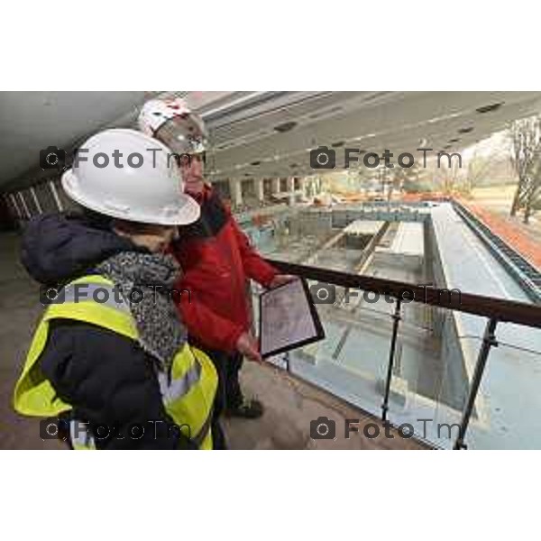 Bergamo visita cantiere Piscine Italcementi con Assessore Valesini, 28 Febbraio 2026 Bergamo Italia foto Tiziano Manzoni Lapresse