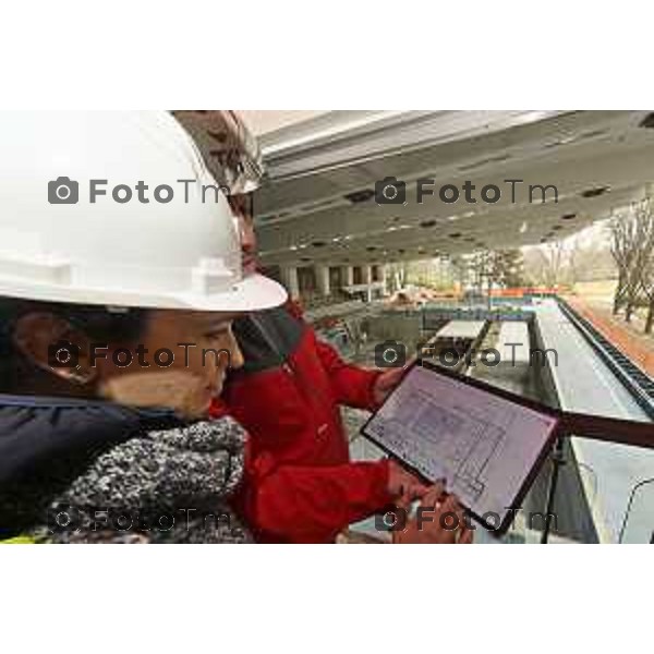 Bergamo visita cantiere Piscine Italcementi con Assessore Valesini, 28 Febbraio 2026 Bergamo Italia foto Tiziano Manzoni Lapresse