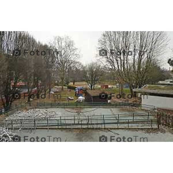 Bergamo visita cantiere Piscine Italcementi con Assessore Valesini, 28 Febbraio 2026 Bergamo Italia foto Tiziano Manzoni Lapresse