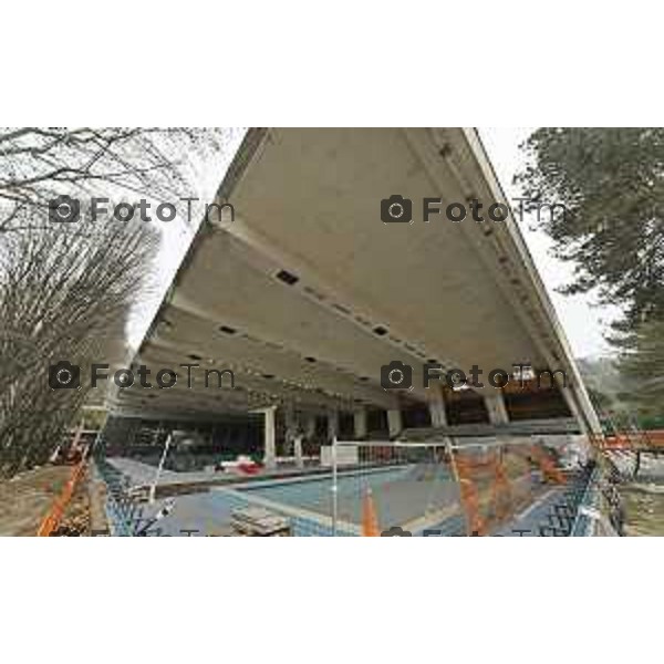 Bergamo visita cantiere Piscine Italcementi con Assessore Valesini, 28 Febbraio 2026 Bergamo Italia foto Tiziano Manzoni Lapresse