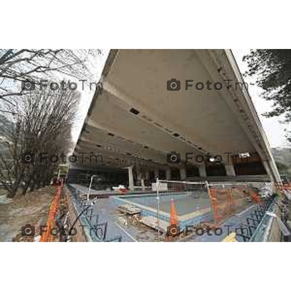 Bergamo visita cantiere Piscine Italcementi con Assessore Valesini, 28 Febbraio 2026 Bergamo Italia foto Tiziano Manzoni Lapresse
