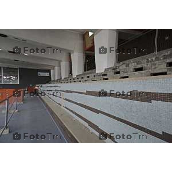 Bergamo visita cantiere Piscine Italcementi con Assessore Valesini, 28 Febbraio 2026 Bergamo Italia foto Tiziano Manzoni Lapresse