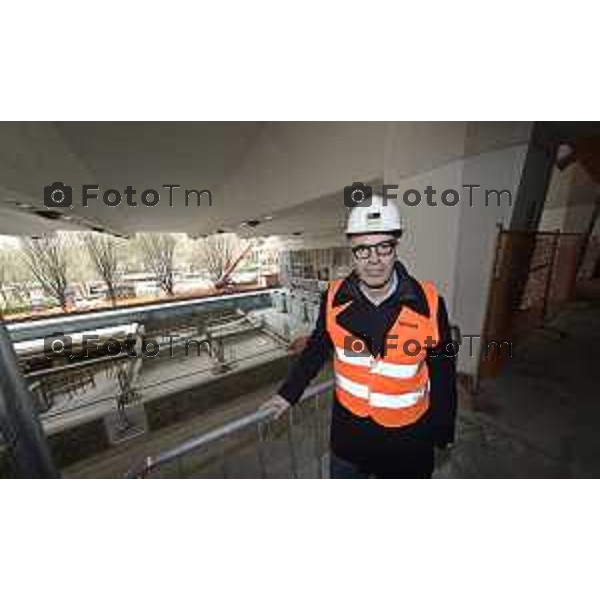 Bergamo visita cantiere Piscine Italcementi con Assessore Valesini, 28 Febbraio 2026 Bergamo Italia foto Tiziano Manzoni Lapresse