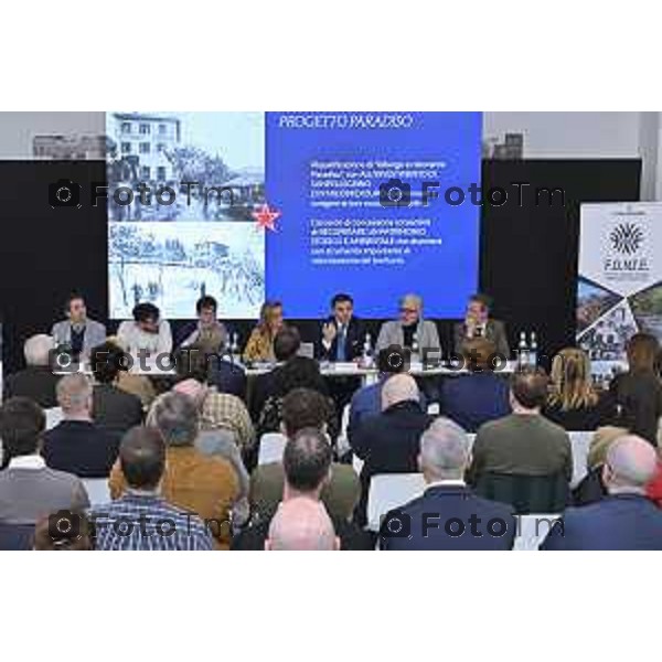 Insieme per il territorio. Stabilimento di S.Pellegrino a San Pellegrino Terme. illustrati i progetti sviluppati e pensati per il territorio, a partire da Casa Paradiso ne parla Michel Beneventi Ad dell\'azienda 4 Marzo 2026 Bergamo Italia foto Tiziano Manzoni Lapresse