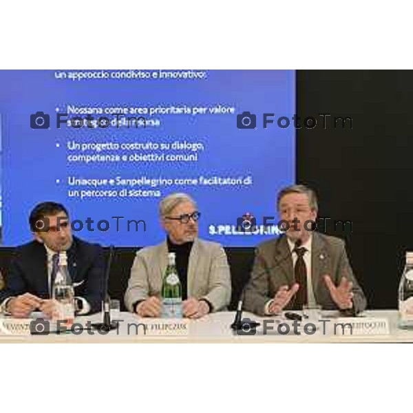 Insieme per il territorio. Stabilimento di S.Pellegrino a San Pellegrino Terme. illustrati i progetti sviluppati e pensati per il territorio, a partire da Casa Paradiso ne parla Michel Beneventi Ad dell\'azienda 4 Marzo 2026 Bergamo Italia foto Tiziano Manzoni Lapresse