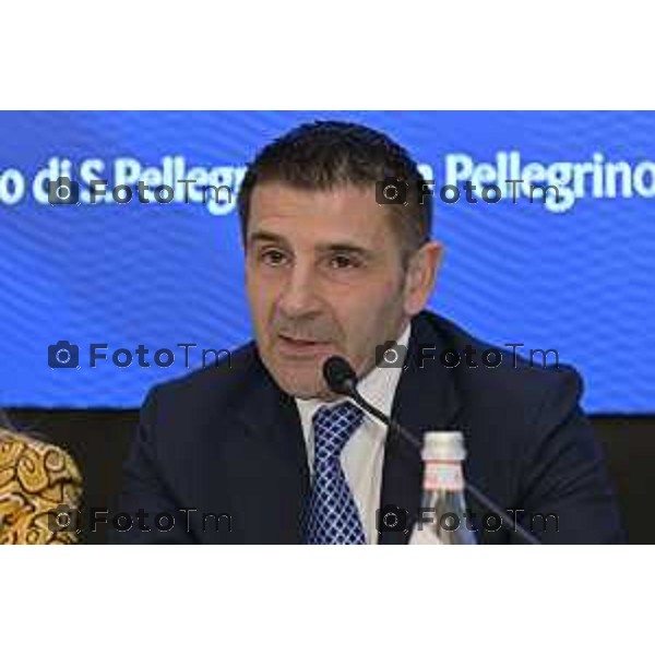 Insieme per il territorio. Stabilimento di S.Pellegrino a San Pellegrino Terme. illustrati i progetti sviluppati e pensati per il territorio, a partire da Casa Paradiso ne parla Michel Beneventi Ad dell\'azienda 4 Marzo 2026 Bergamo Italia foto Tiziano Manzoni Lapresse