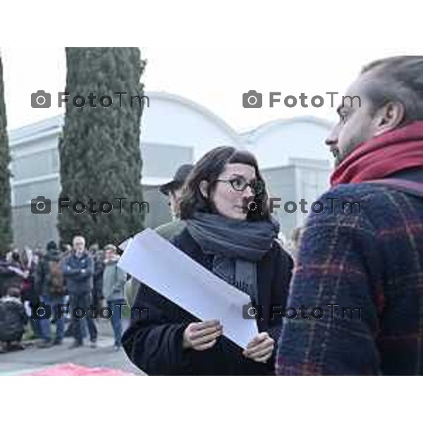 Bergamo protesta e presidio azienda Battagion produzione articoli bellici Laura Brevi e Aldo Lazzari 5 Marzo 2026 Italia foto Tiziano Manzoni Lapresse