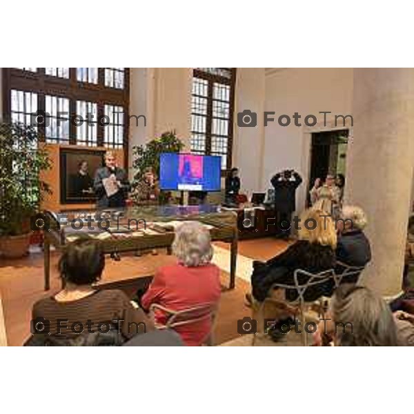Bergamo presentazione mostra Clara Maffei La libertà e la forza gentile di una donna del Risorgimento , l\'assessore alla Cultura, Sergio Gandi, e la direttrice della Biblioteca Civica Angelo Mai, Cristiana Iommi. 14 Marzo 2026 Bergamo Italia foto Tiziano Manzoni Lapresse