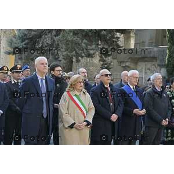 Bergamo Giornata nazionale in memoria delle vittime dell\'epidemia di Covid 19 Elena Carnevali; Presidente Provincia di Bergamo, Gianfranco Gafforelli; Presidente Ordine dei Medici Chirurghi e degli Odontoiatri della Provincia di Bergamo, Guido Marinoni; Assessore al Welfare Regione Lombardia, Guido Bertolaso; Ministro per la Pubblica Amministrazione, Sen. Paolo Zangrillo 18 Marzo 2026 Bergamo Italia foto Tiziano Manzoni Lapresse