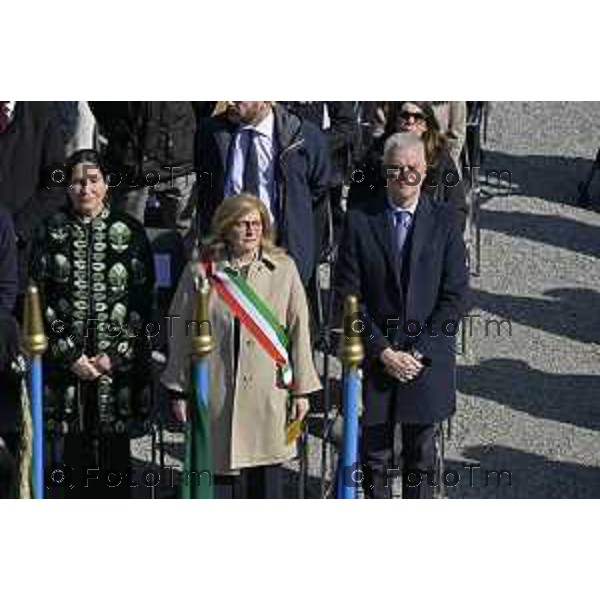 Bergamo Giornata nazionale in memoria delle vittime dell\'epidemia di Covid 19 Elena Carnevali; Presidente Provincia di Bergamo, Gianfranco Gafforelli; Presidente Ordine dei Medici Chirurghi e degli Odontoiatri della Provincia di Bergamo, Guido Marinoni; Assessore al Welfare Regione Lombardia, Guido Bertolaso; Ministro per la Pubblica Amministrazione, Sen. Paolo Zangrillo 18 Marzo 2026 Bergamo Italia foto Tiziano Manzoni Lapresse
